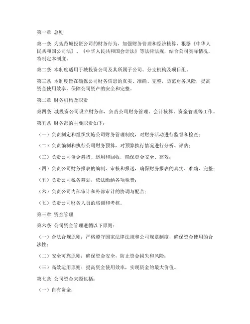 城投资公司财务管理制度
