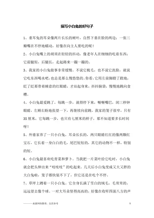 描写小白兔的好句子