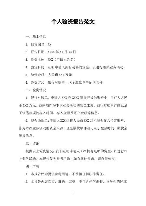 个人验资报告范文