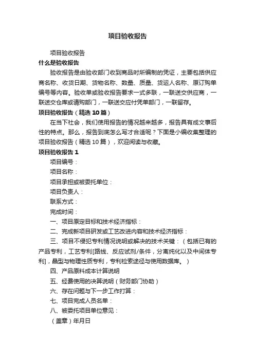 项目验收报告（精选10篇）