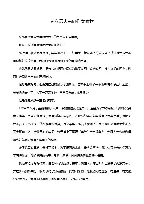 树立远大志向作文素材