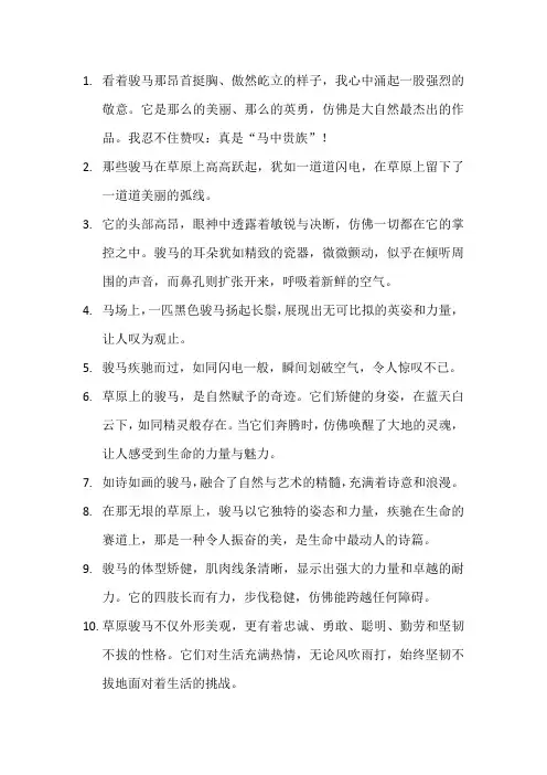 描写骏马的优美句子