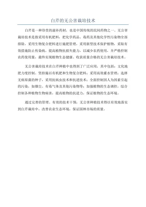 白芹的无公害栽培技术