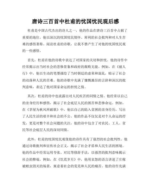 唐诗三百首中杜甫的忧国忧民观后感