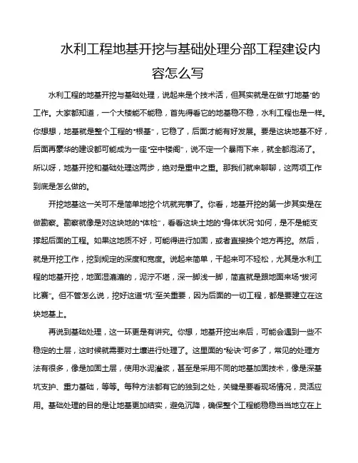 水利工程地基开挖与基础处理分部工程建设内容怎么写