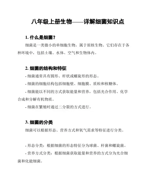 八年级上册生物——详解细菌知识点