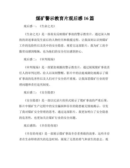 煤矿警示教育片观后感16篇
