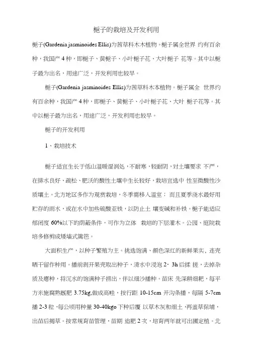 栀子的栽培及开发利用