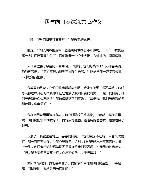 我与向日葵深深共鸣作文