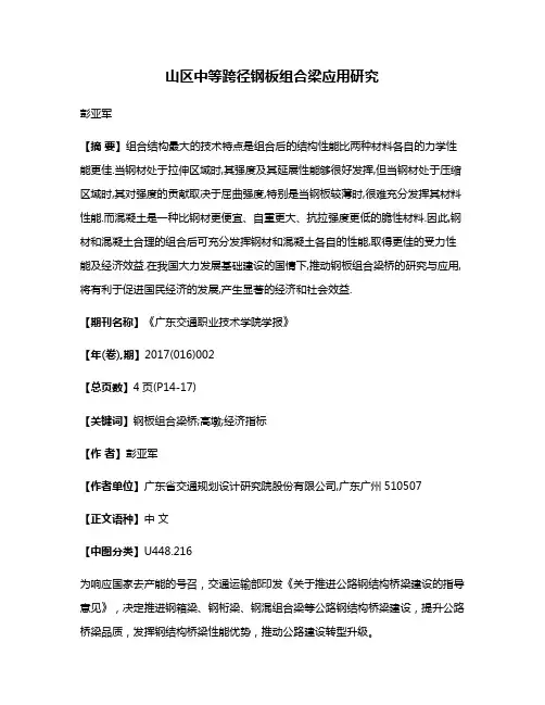 山区中等跨径钢板组合梁应用研究