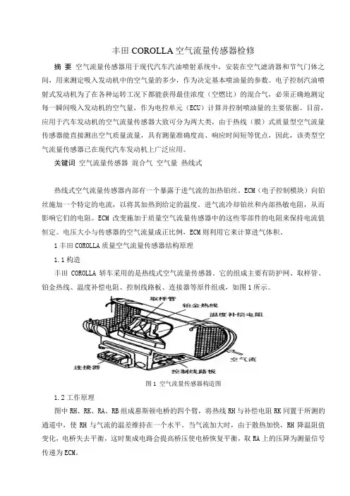 丰田COROLLA空气流量传感器检修