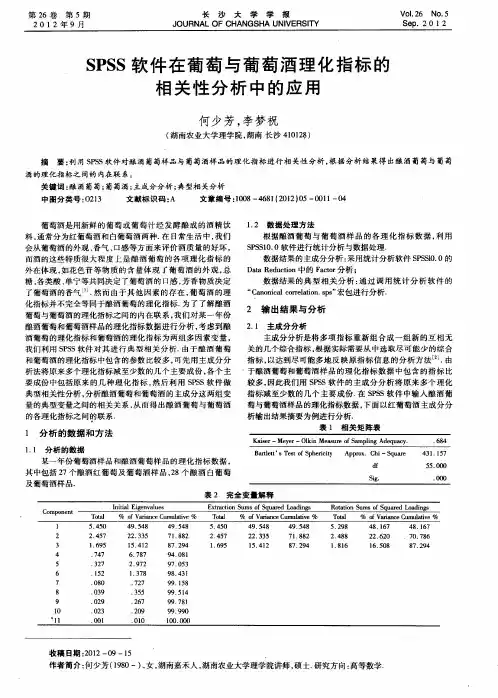 SPSS软件在葡萄与葡萄酒理化指标的相关性分析中的应用
