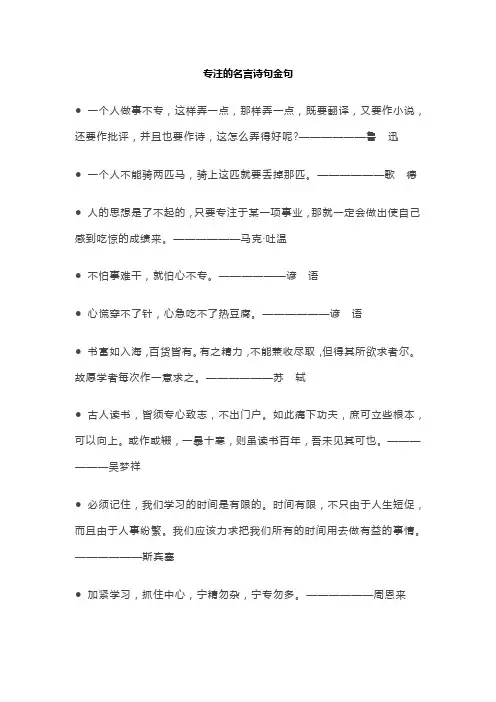 专注的名言诗句金句