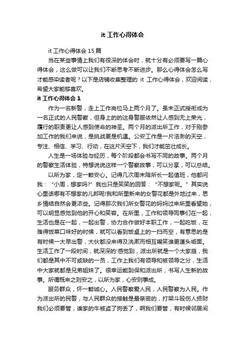 it工作心得体会