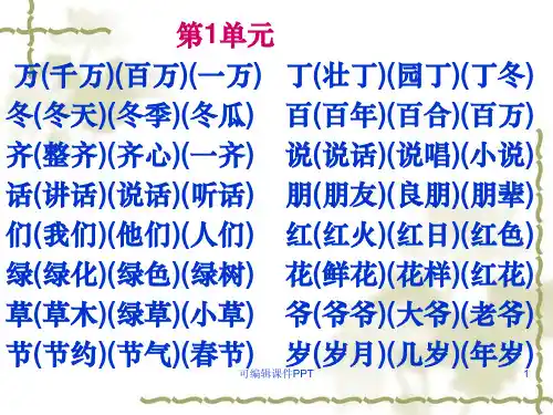 小学一年级语文下册生字组词ppt课件