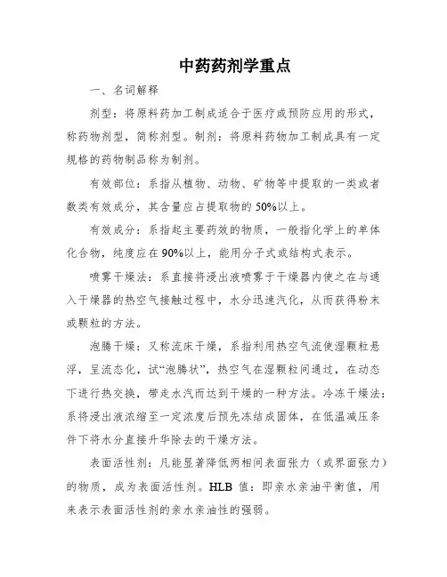 中药药剂学重点
