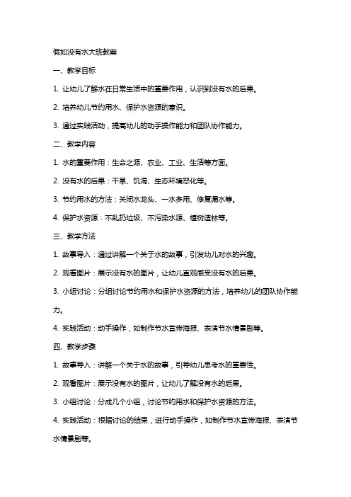 假如没有水大班教案