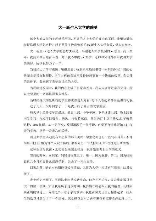 大一新生入大学的感受