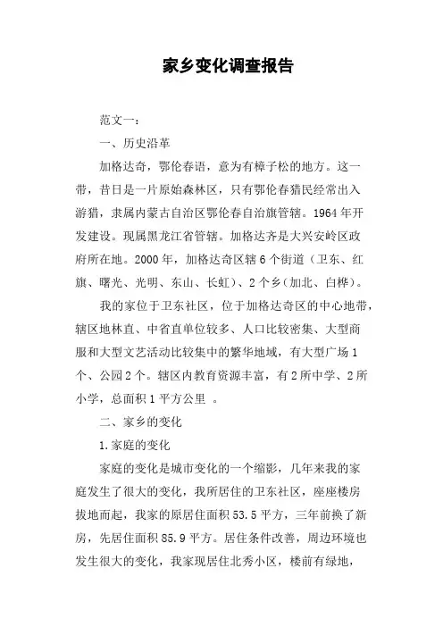 家乡变化调查报告
