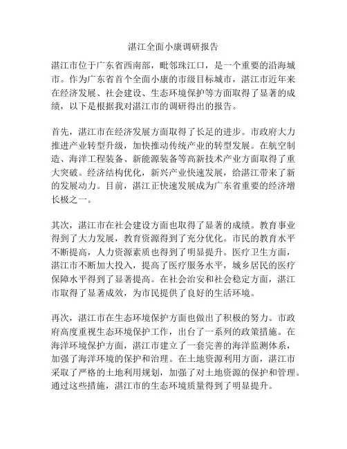 湛江全面小康调研报告