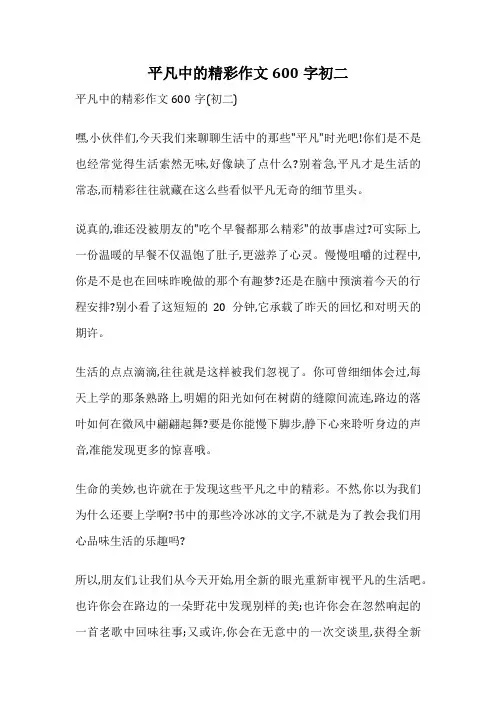 平凡中的精彩作文600字初二