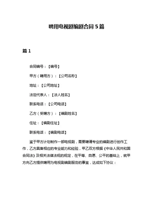聘用电视剧编剧合同5篇
