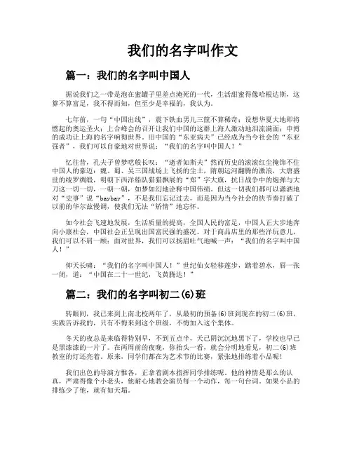 我们的名字叫作文