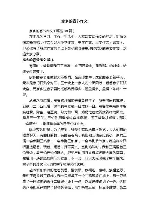 家乡的春节作文（精选38篇）