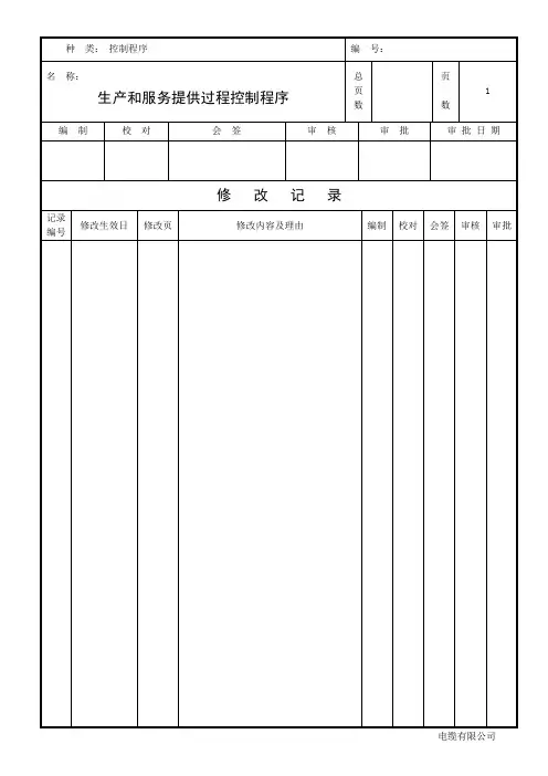 生产和服务提供过程控制程序