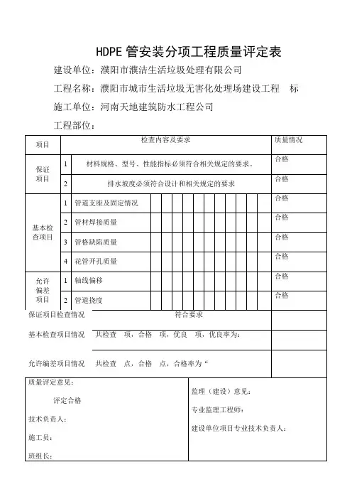 土工合成材料工程检验批质量验收记录表