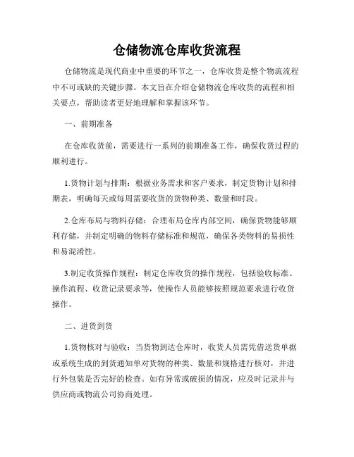仓储物流仓库收货流程