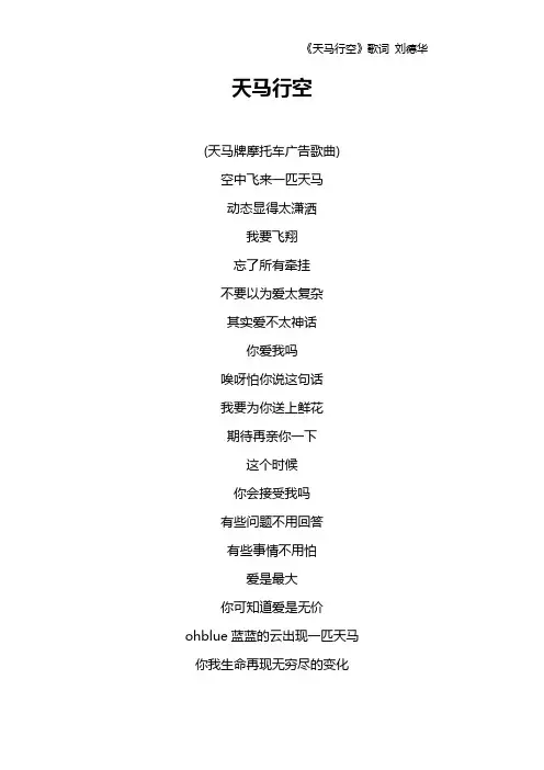 《天马行空》歌词 刘德华