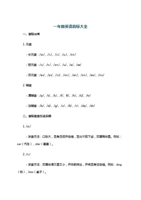 一年级英语音标大全