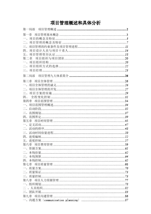 项目管理概述和具体分析