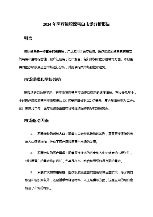 2024年医疗级胶原蛋白市场分析报告