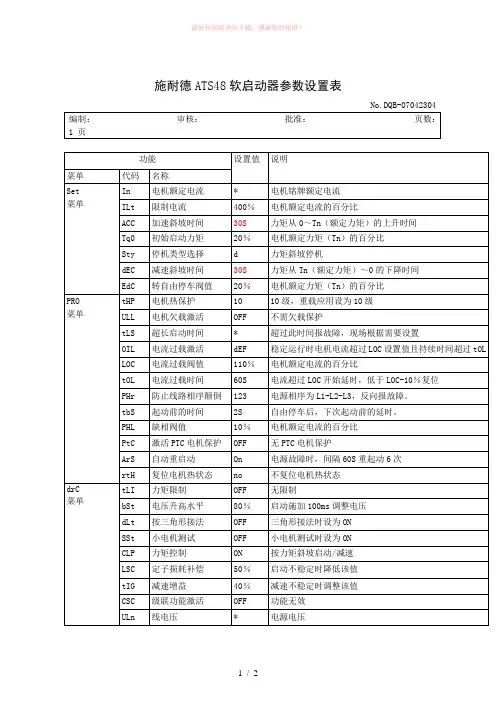 施奈德ATS48软启动器参数设置