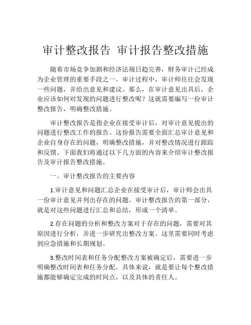 审计整改报告 审计报告整改措施