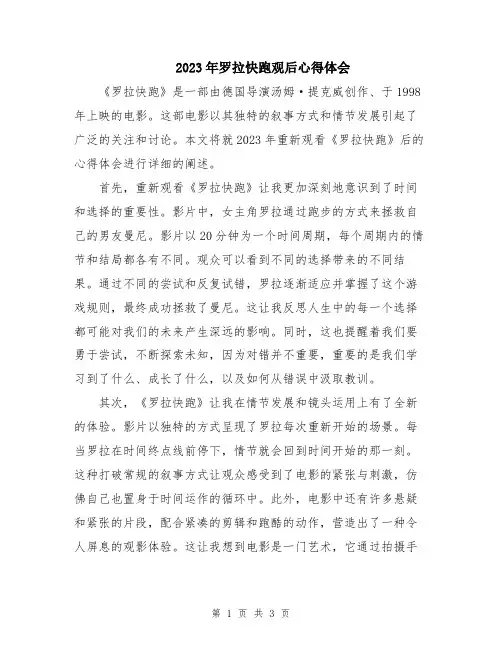 2023年罗拉快跑观后心得体会