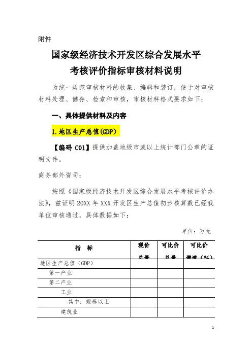 国家级经济技术开发区综合发展水平考核证明材料