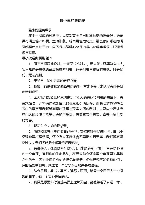 最小说经典语录