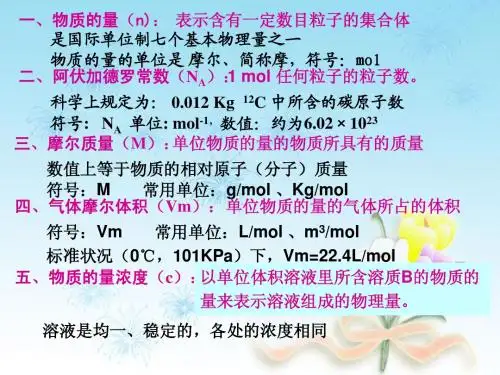 物质的量浓度