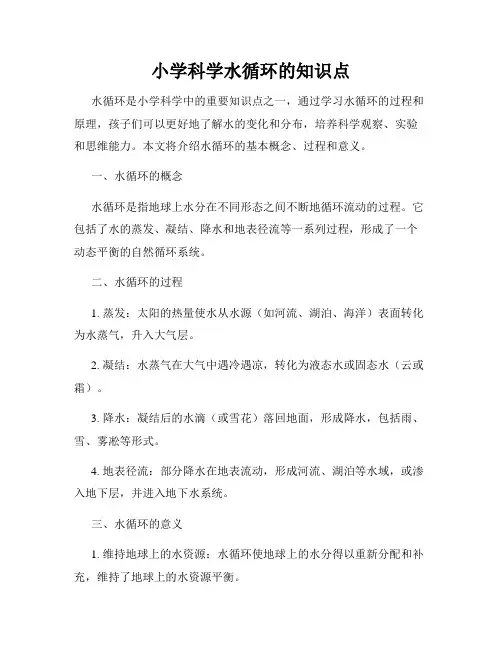 小学科学水循环的知识点