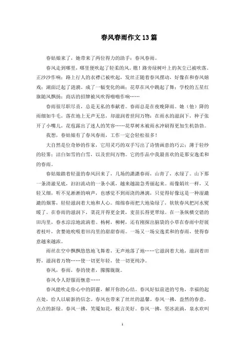春风春雨作文范文精选