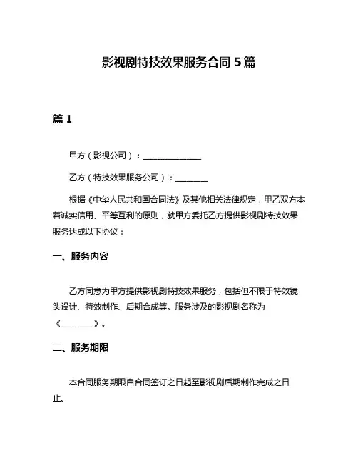 影视剧特技效果服务合同5篇