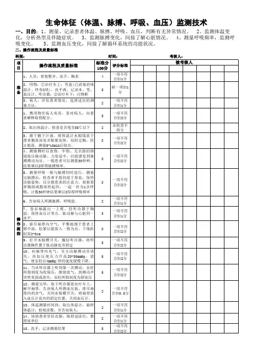 生命体征监测表