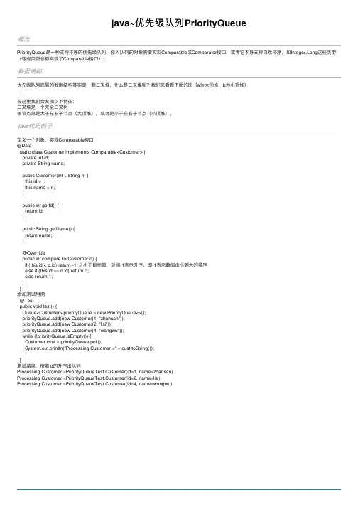 java~优先级队列PriorityQueue