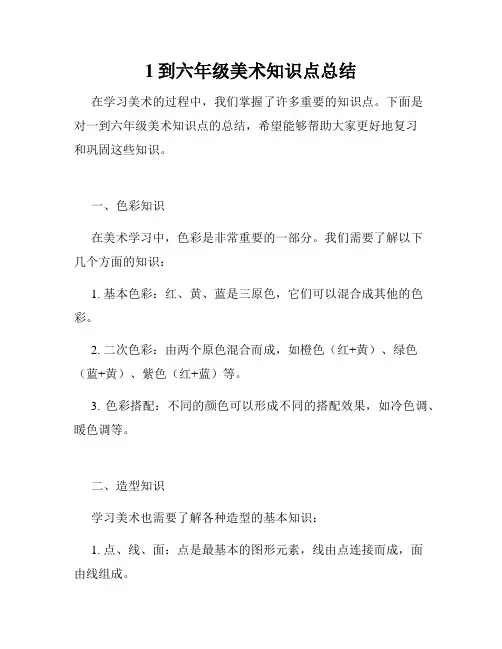 1到六年级美术知识点总结