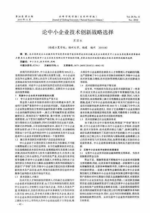 论中小企业技术创新战略选择