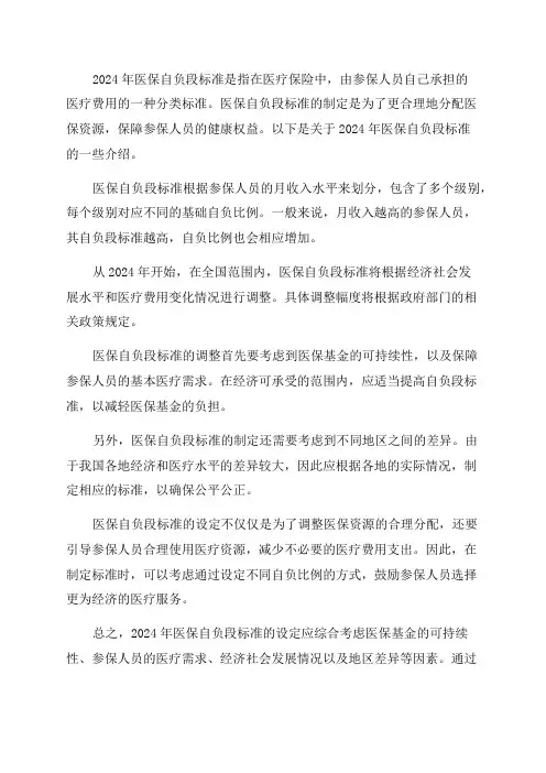 2024年医保自负段标准l基数