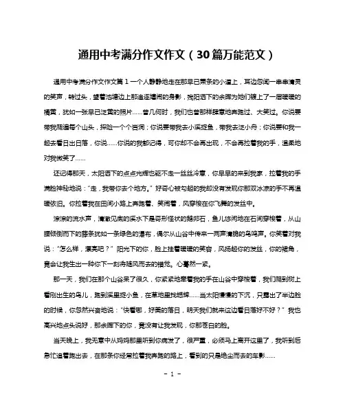 通用中考满分作文作文(30篇万能范文)